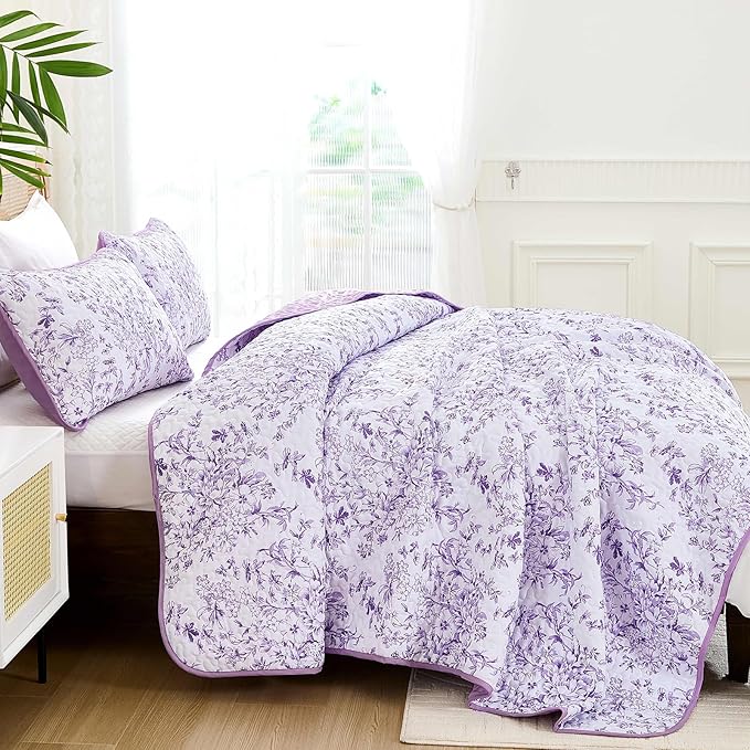 WONGS BEDDING Quilt King Size, Botanical Quilt - Image 3