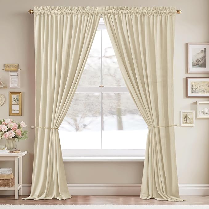 StangH Beige Velvet Curtains for Living Room - Image 2