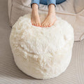 HIGOGOGO Round Stuffed Pouf Ottoman, Long Faux Fur Poufs by HIGOGOGO