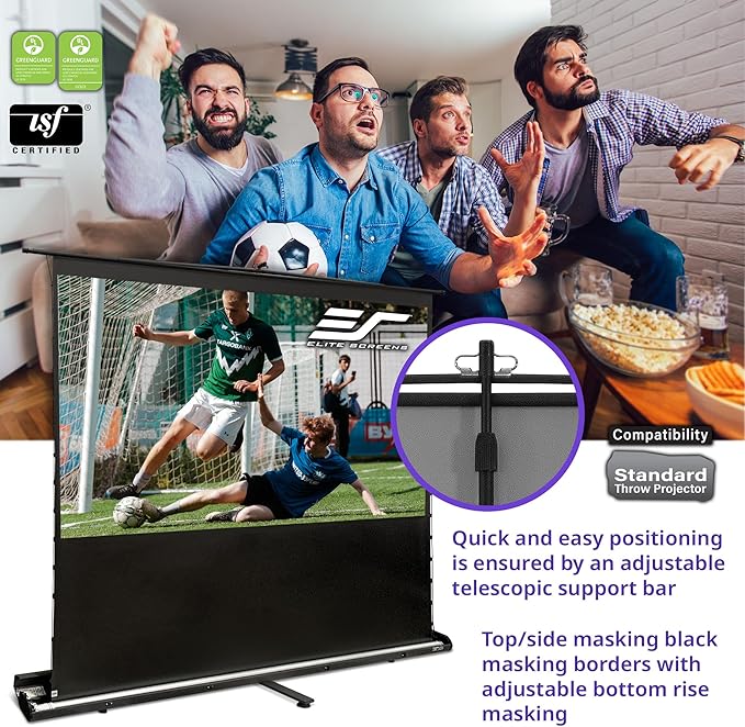 Elite Screens ezCinema Tab-Tension CineGrey 4D, 123-inch 16:9, Manual Floor - Image 2
