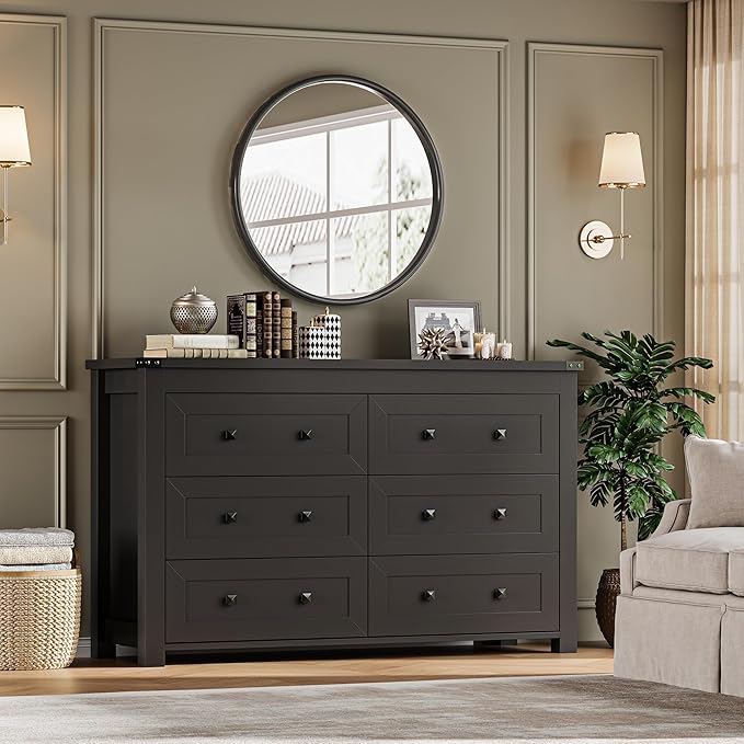 6-Drawer Dresser, Modern Wooden Storage Chest of Drawers, Dresser TV Stand - Image 6