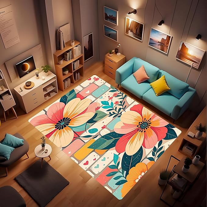 Machine Washable 5' x 7' Bohemian-Style Area Rug, Suitable by Unknown