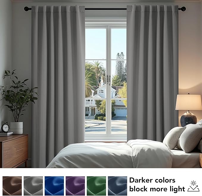 Deconovo Blackout Curtains, Thermal Insulated, W70 x L84 2 Panels, Back Tab - Image 4