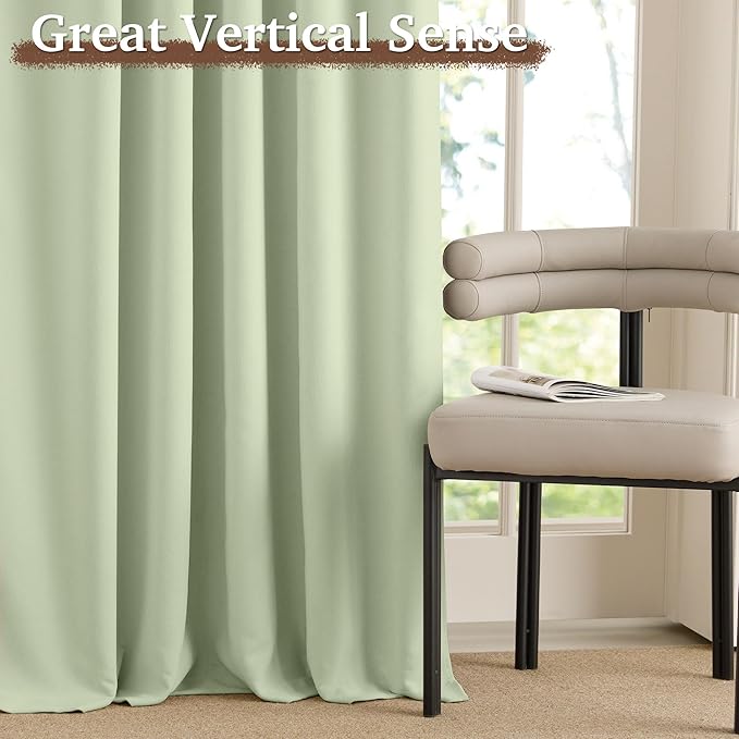 RYB HOME Velvet Chenille Window Curtains 100 inches Long, Thick Blackout - Image 6