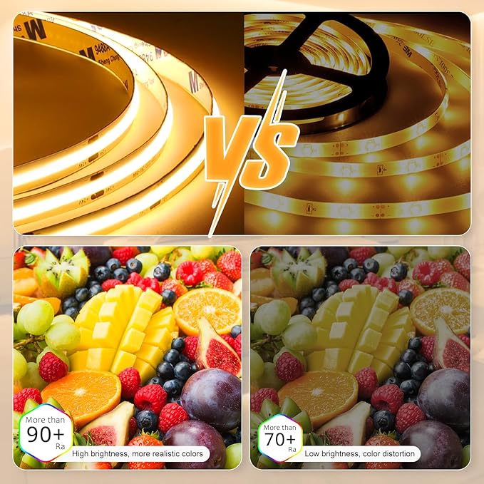 COB LED Strip Light Warm White, 66ft Dimmable 3000K Super Bright White Led - Image 8