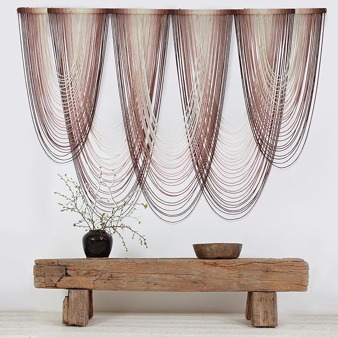 IOWER Macrame Wall Hanging Pink Dip-Dyed Large Macrame Wall Decor - Image 4