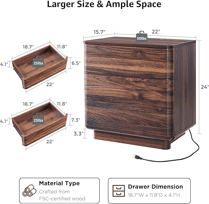 JXQTLINGMU 22" Modern Nightstand Set of 2 - Image 3