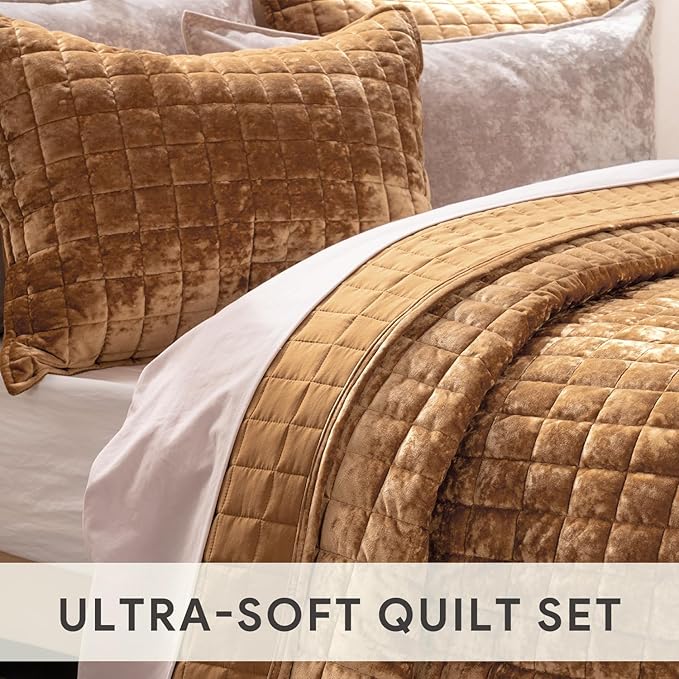RECYCO Luxury Velvet Quilt Set King Size Bedding Sets, Ultra Soft Velvet - Image 5