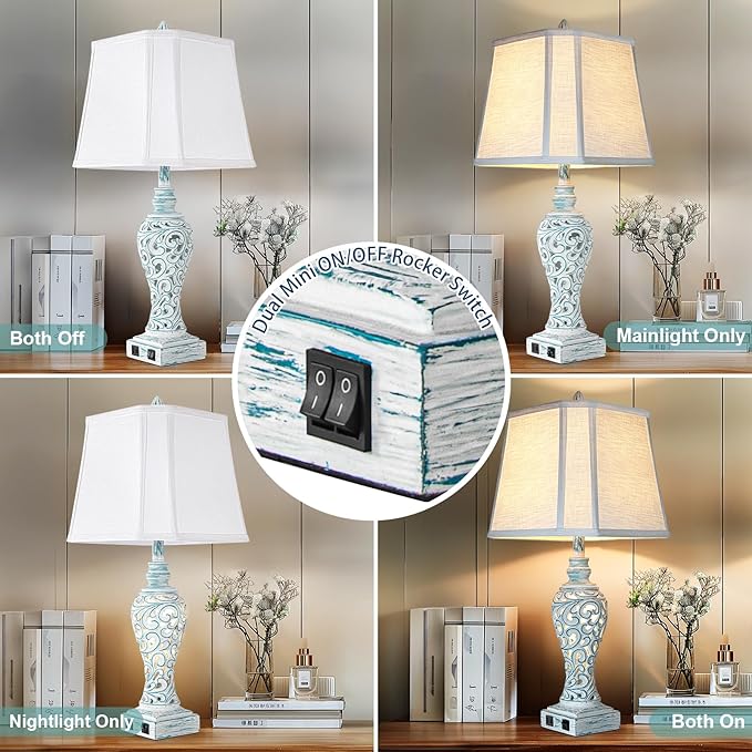 Table Lamp Bedside Lamps Set of 2, 28.5'' Luxsight Farmhouse Table Lamps - Image 3