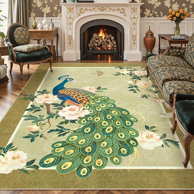 Lahome Peacock Area Rugs 8x10, Soft Washable 8x10 Rugs by Lahome