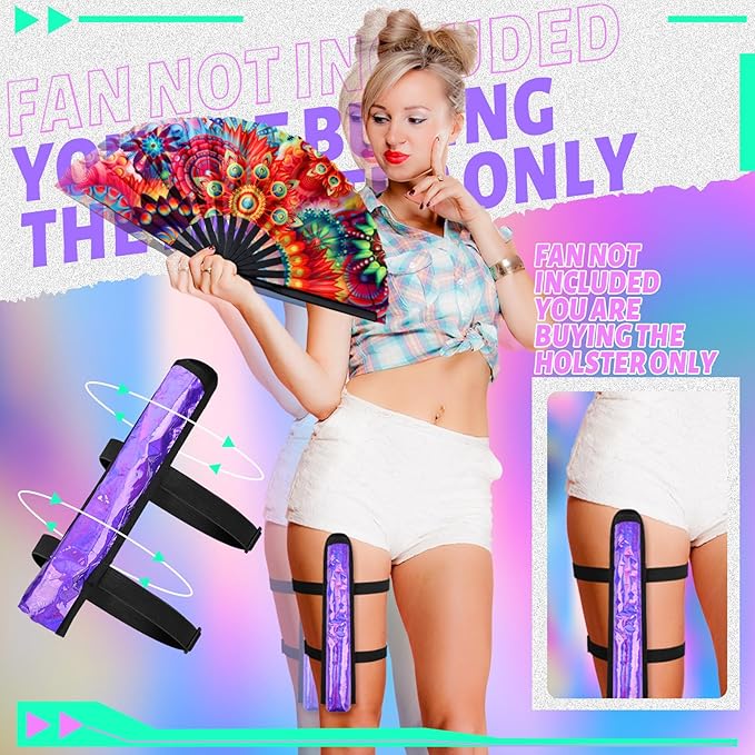 Summer Rave Fan Thigh Holster Rave Fan Holder Folding Hand Pouch Foldable - Image 5