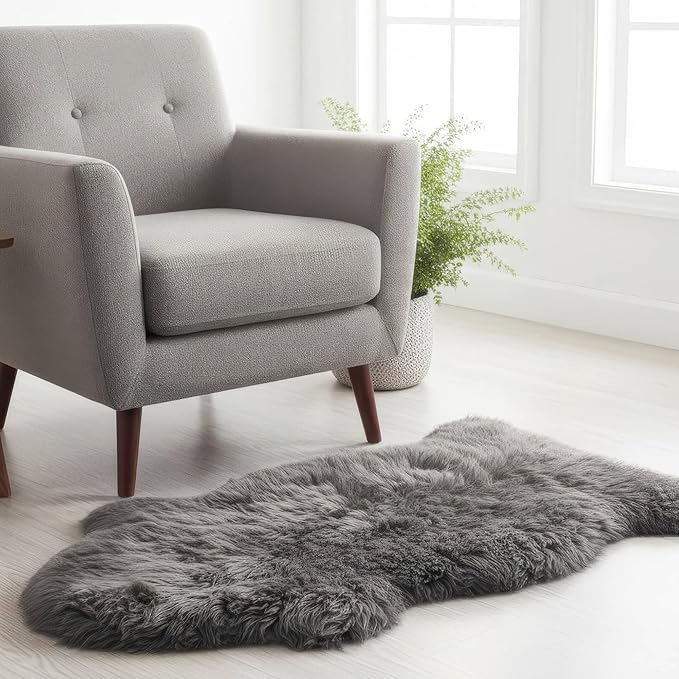 Super Area Rugs Dark Gray Sheepskin Rug - Image 2