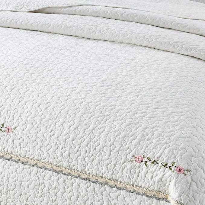 MarCielo 3-Piece 100% Cotton Oversized Bedspread Lightweight Quilt Coverlet - Image 4