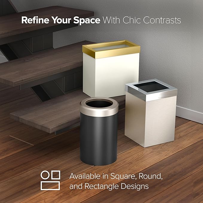 Gatco Modern Rectangle Wastebasket, Matte Pearl and Brushed Brass Combo - Image 4