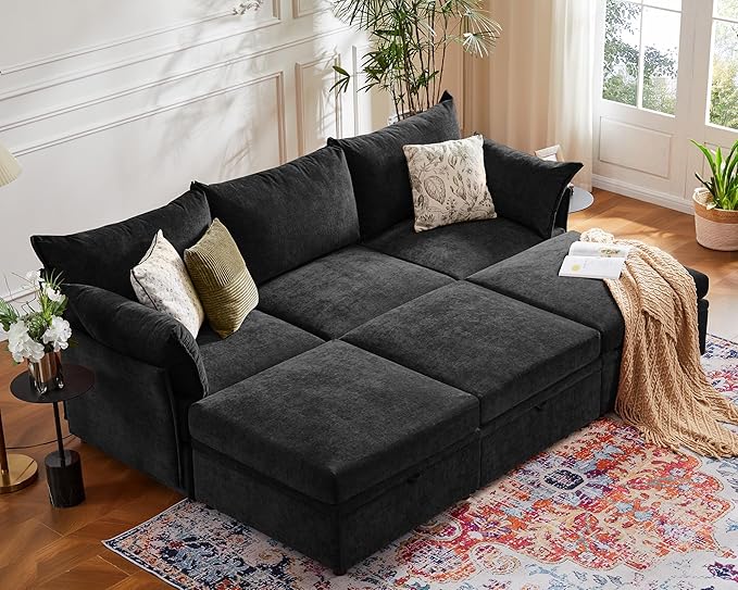 ABCASA 102.6" Luxury Modular Sleeper Sofa Bed 6 Seat Reversible Sectional Couch by ABCASA