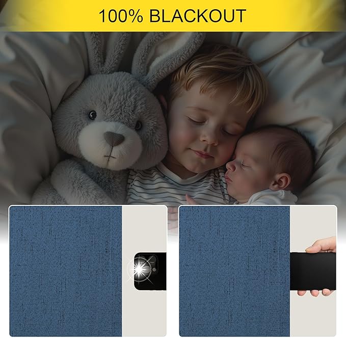 Navy Blue Small Blackout Curtains - Image 3