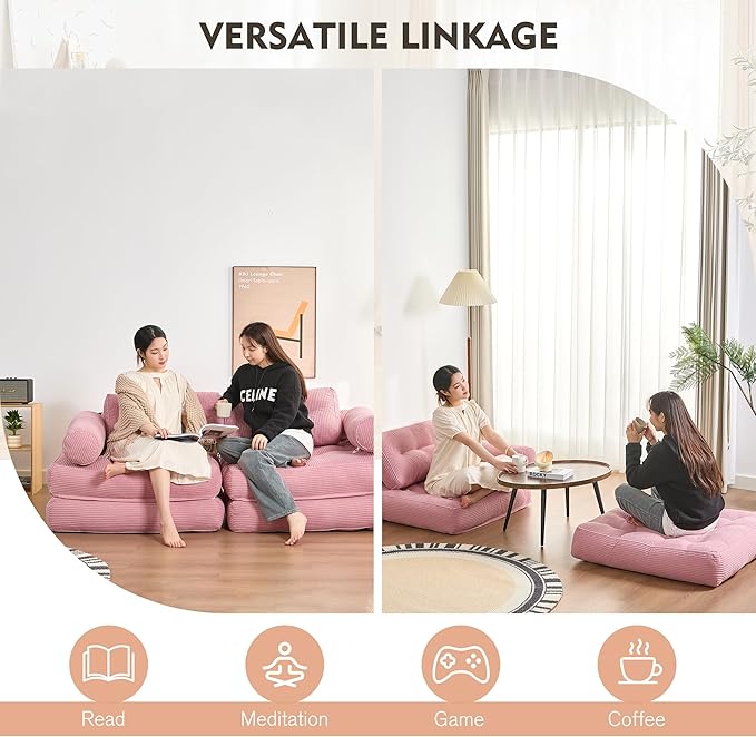 Plus Futon Sofa Bed for Small Spaces, Floor Couch - Image 3