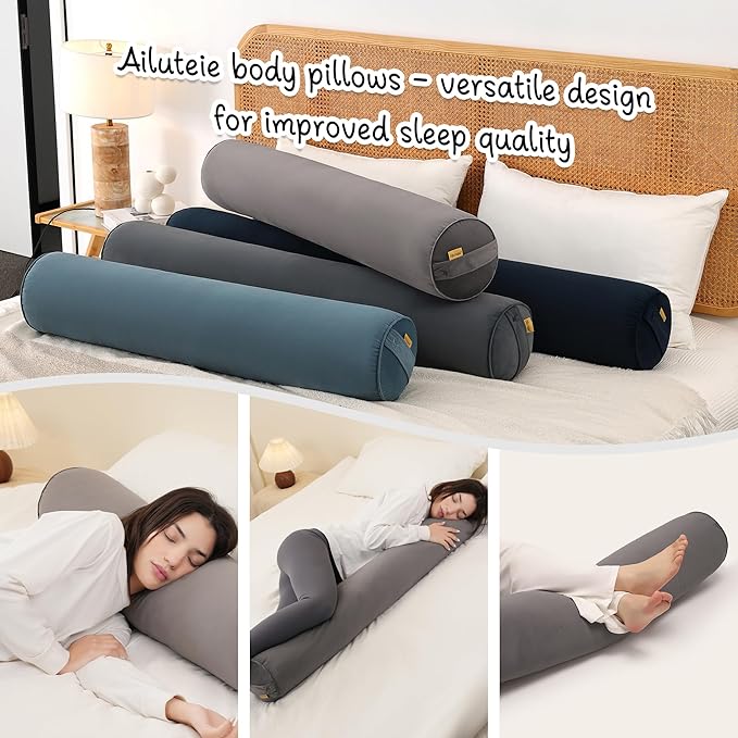 Long Pillow for Bed – Round Bolster Pillow for Adults, Body Pillow for Sleeping - Image 6
