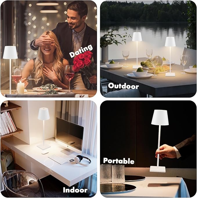 4-Pack Rechargeable Table Lamps, LED Cordless Table Lamp, 3W 6000mAh Battery - Image 6