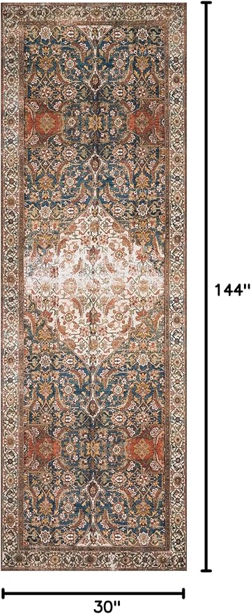 Loloi Layla Collection LAY-05 Ocean/Multi 2'-6" x 12'-0" .13" Thick Runner Rug - Image 2