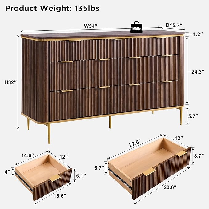 T4TREAM Fluted 7 Drawers Dresser - Image 2