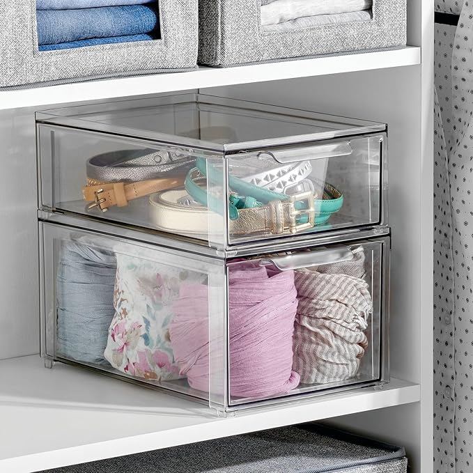 mDesign Plastic Closet Organizer Bin w/Pull Out Drawer - Image 3