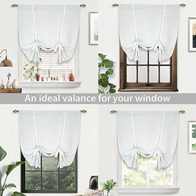 DriftAway Double Layer Linen Blackout Tie Up Curtains Thermal Insulated Fully - Image 8