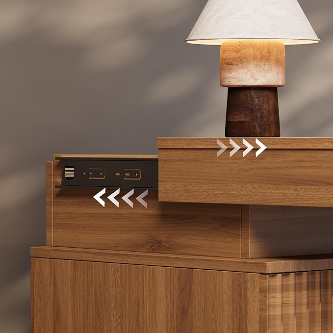 Nightstand Set of 2 for Bedroom, LED Nightstand - Image 6