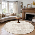 FMFUNCTEX 8ft Round Washable Area Rug Beige Vintage Neutral Distressed Large by Fmfunctex