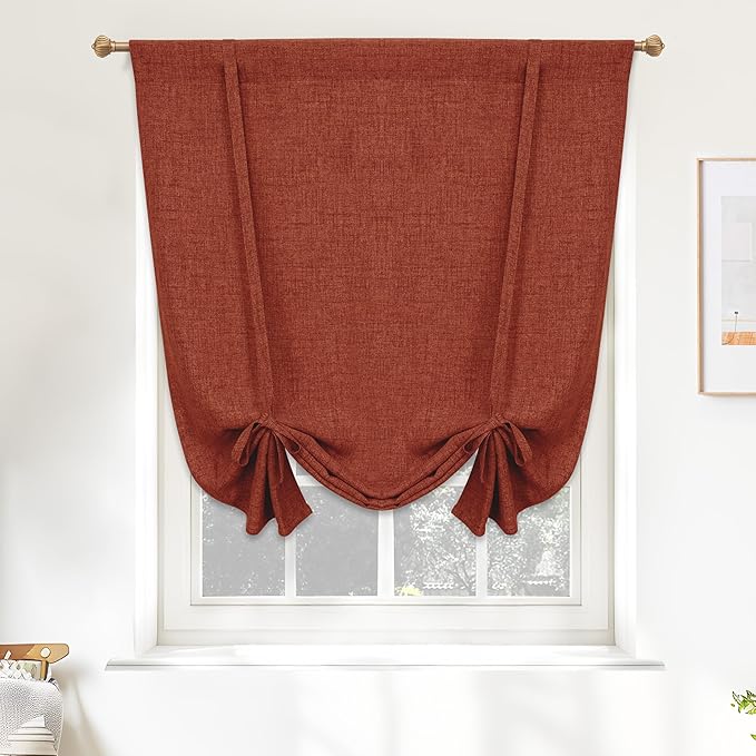 DriftAway Double Layer Linen Blackout Tie Up Curtains Thermal Insulated Fully by DriftAway