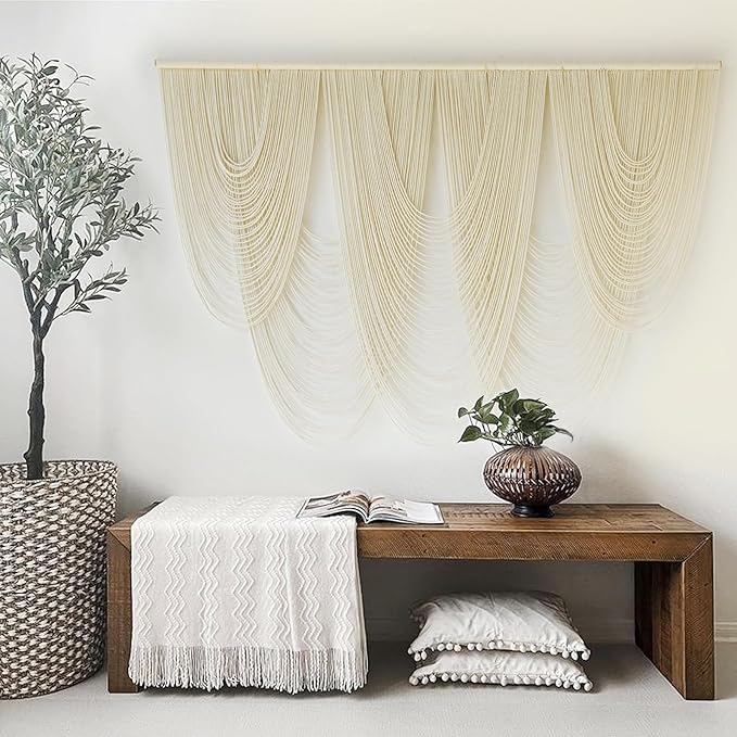 Macrame Wall Hanging Large Macrame Wall Decor Yarn Art 57" W x 41" L - Image 3