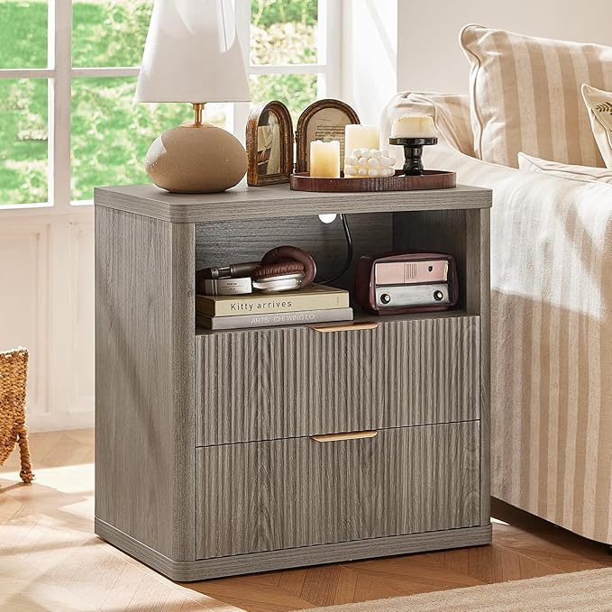 LEYAOYAO 48" Wide Fluted Dresser and 2 Drawers 23" Nightstand Set of 2 - Image 4