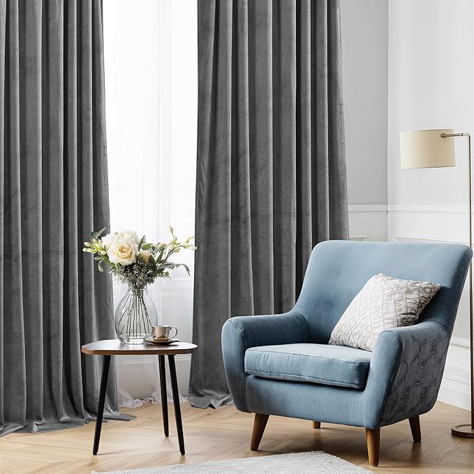 StangH Grey Blackout Velvet Curtains 63 inch - Image 7