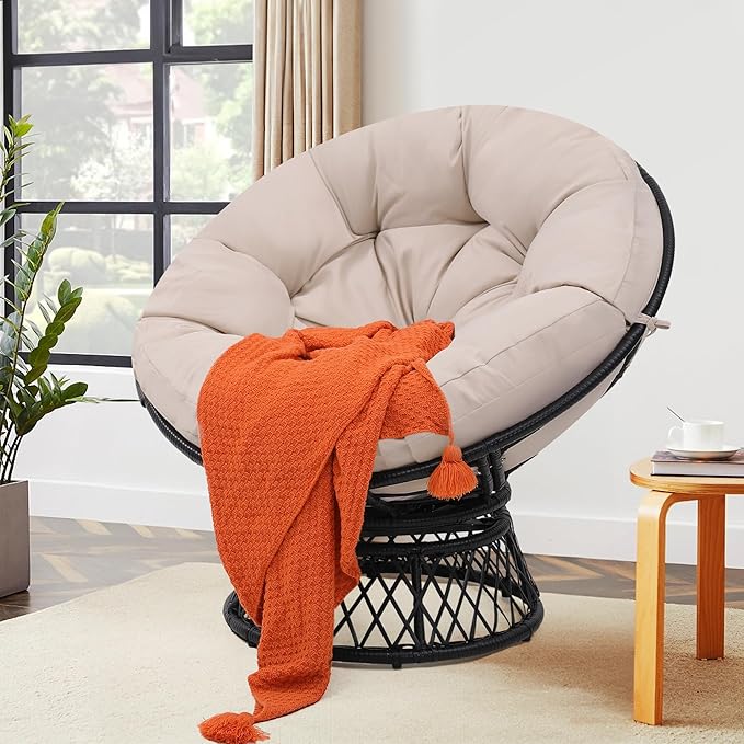 46" Giant Oversized Ergonomic Rattan Papasan Chair - Image 6