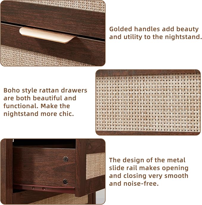 LEYAOYAO 31.5" Wide Rattan Night Stand - Image 4