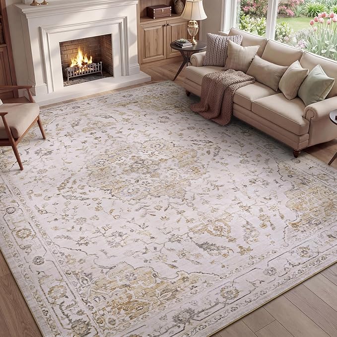 PADOOR 8X10 Area Rug, Rugs for Living Room, Soft Beige Rugs for Bedroom by PADOOR