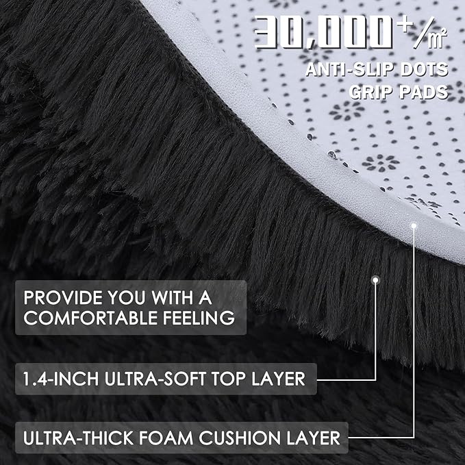 OLANLY Black Round Rugs for Bedroom - Image 6