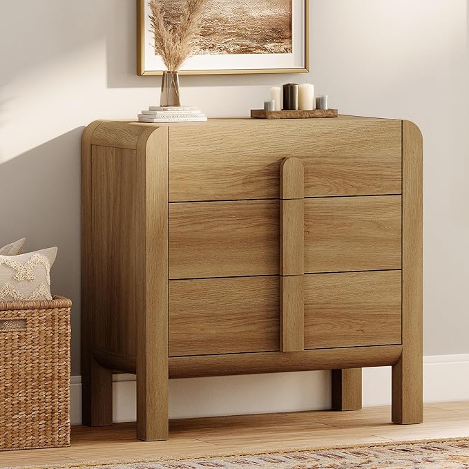 WAMPAT Modern 3 Drawer Nightstand, 31.5" Tall Nightstand - Image 9