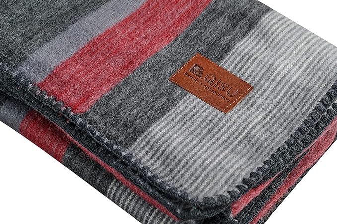 Qisu Alpaca Wool Blanket Throw | Queen, Stripes | 85 x 65 inches | Ultra-Soft - Image 2