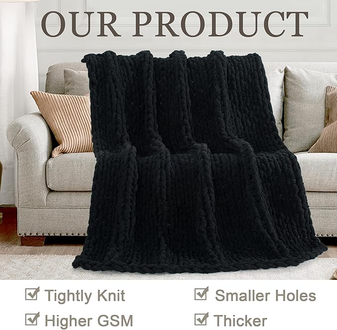 Chunky Knit Throw Blanket 50"X 60", 100% Handmade - Image 4