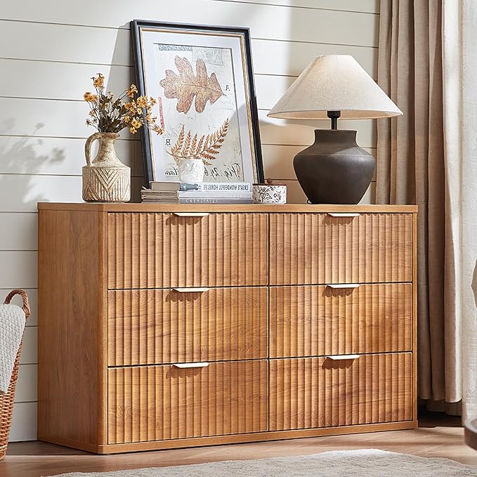 LEYAOYAO 48" Wide Fluted Dresser and 3 Drawers 23" Nightstand Set of 2 - Image 9