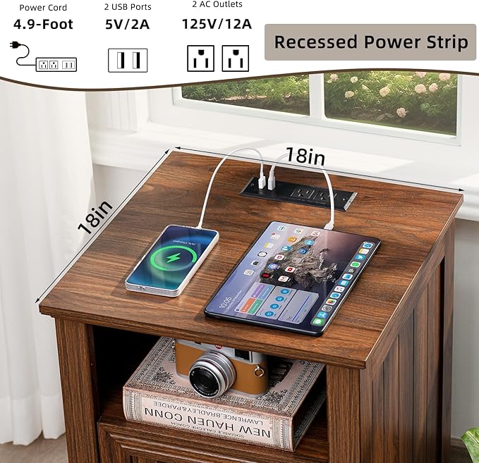 18" Farmhouse Night Stands Set of 2 - Image 7