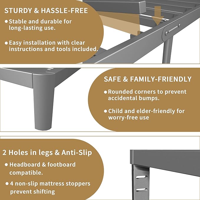 ITIMIDI 10 Inch Twin Size Bed Frames, Platform Bed - Image 6