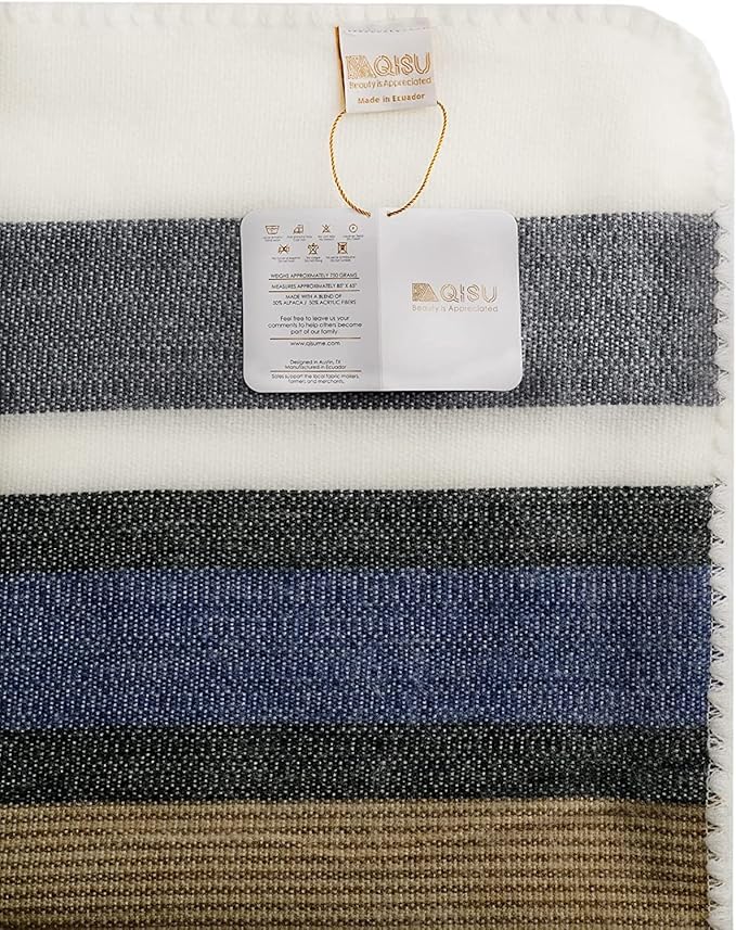 QISU Alpaca Wool Blanket Throw | Large, Stripe | 85 x 65 inches | Ultra-Soft - Image 6