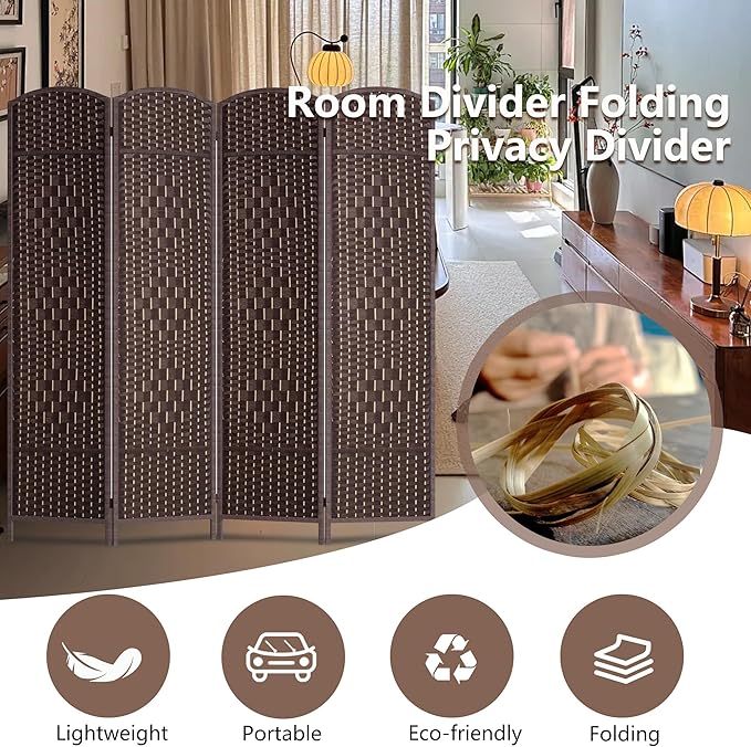 FDW Room Divider 6FT Wooden Screen Folding Privacy Screens Portable Wall - Image 3