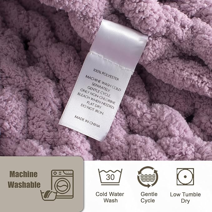 Chunky Knit Throw Blanket 60"X 80", 100% Handmade - Image 5