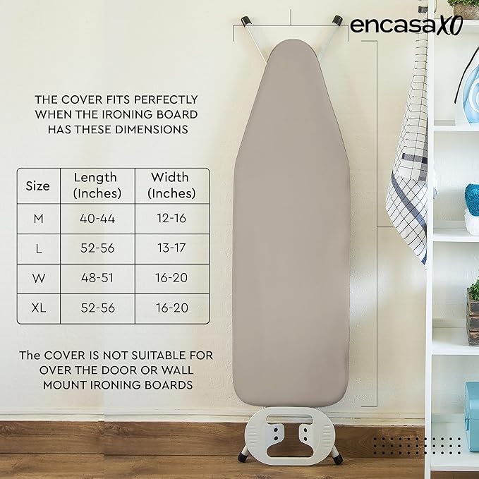 Encasa XO Ironing Board Cover and Pad 54"x18" - 4mm Felt X-Large Iron Board - Image 6