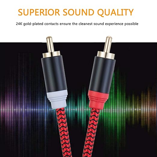 RCA Cable 3Ft, 2Rca Male to 2-Rca Male Audio Stereo Subwoofer Cable - Image 5