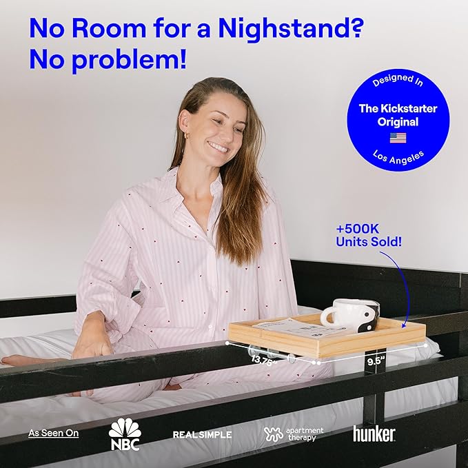 BedShelfie Wood Bedside Shelf for Bunk Bed & Top Bunk, College Dorm Room - Image 2