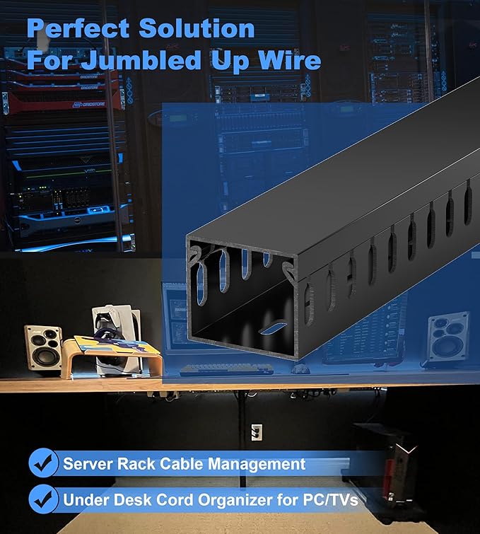 ZhiYo H1.4 W1.6in Professional Server Rack Cable Management Raceway, 66in Cable - Image 5